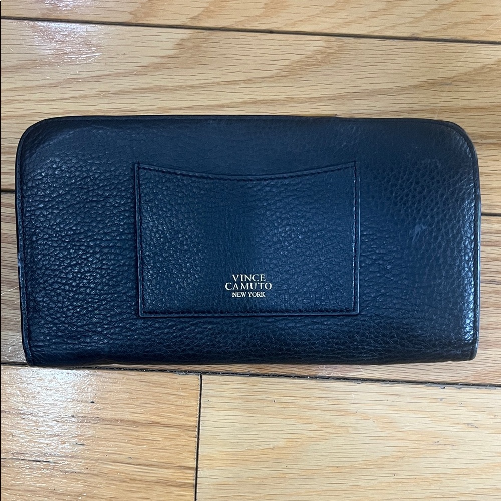 Vince Camuto Black Pebbled Leather Wallet